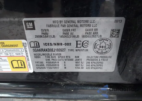 2014 Buick Enclave Convenience from USA, damaged, VIN 5GAKRAKD0EJ180927